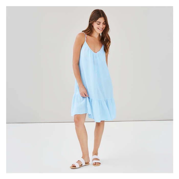 Aux Femmes Robe trapèze cache-maillot de bain - Bleu Pastel